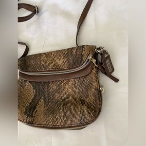 Relic Women's Cora EW Foldover Crossbody Bag Brown Snake Skin Print